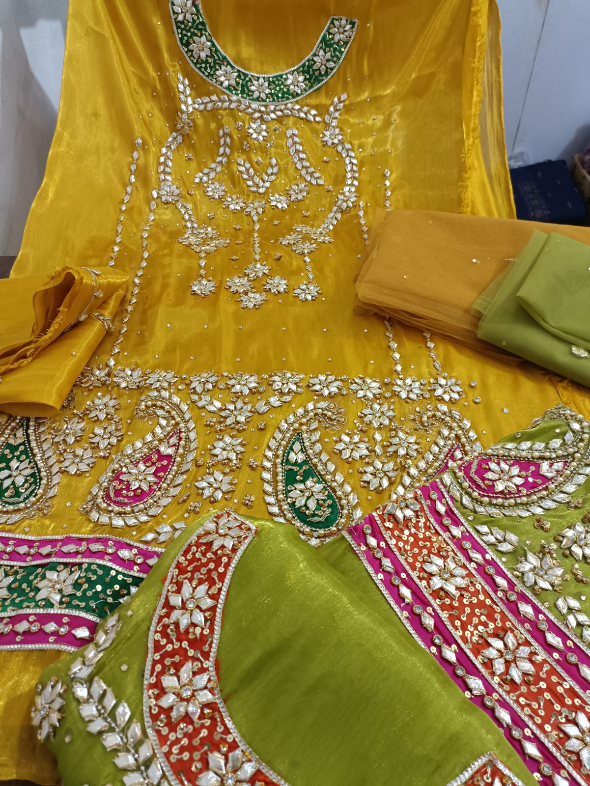 2pc Shisha Silk Gota work (silk shirt organza dupata)