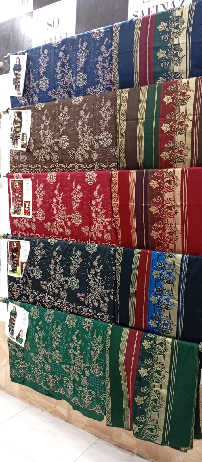 Pech Wool stuff,Embroidered wd chknkari 3Pc wd jacquard wool shawl