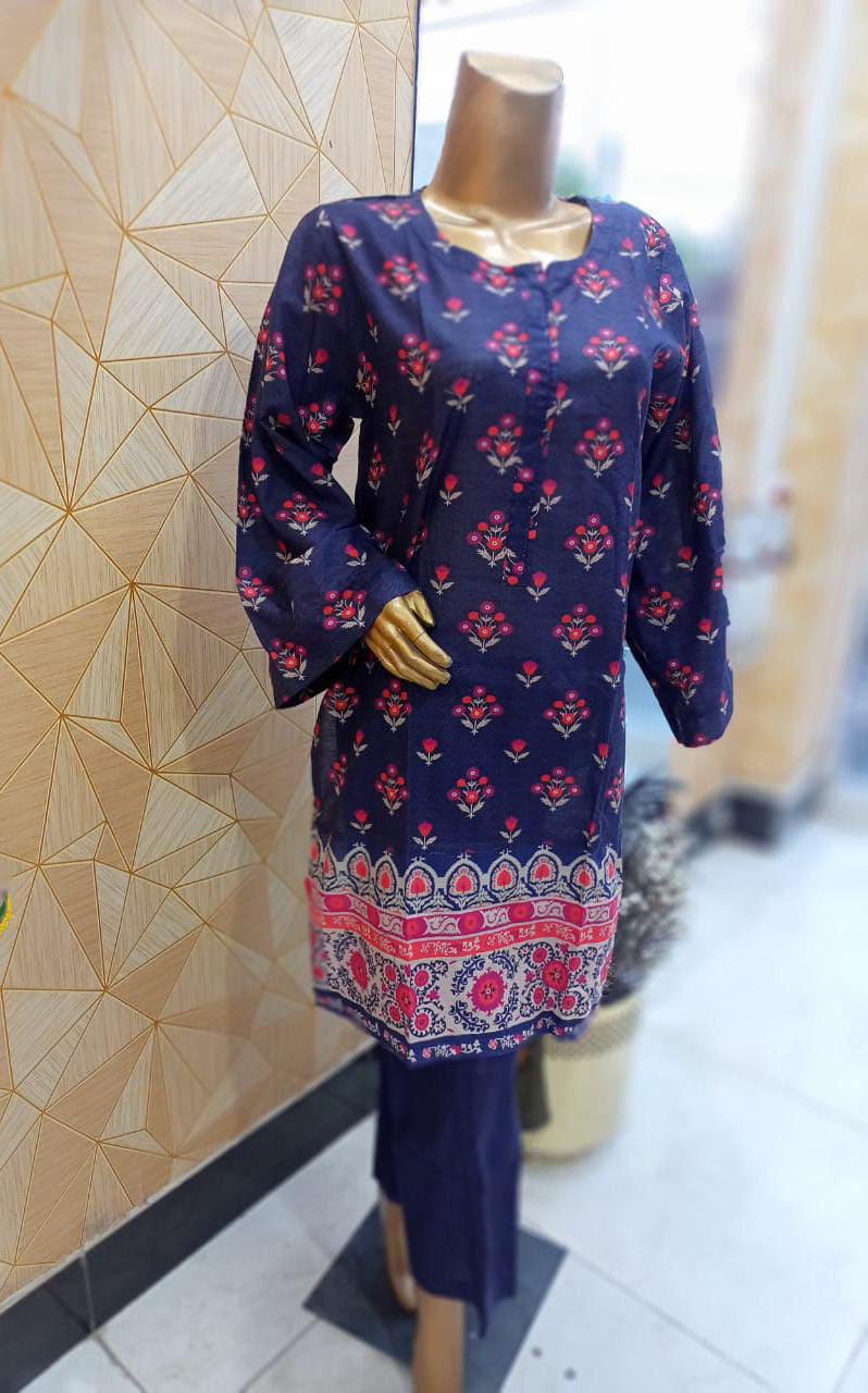 2Pc Khaddar By Waniya Brand (large),(Purplish Blue shade)