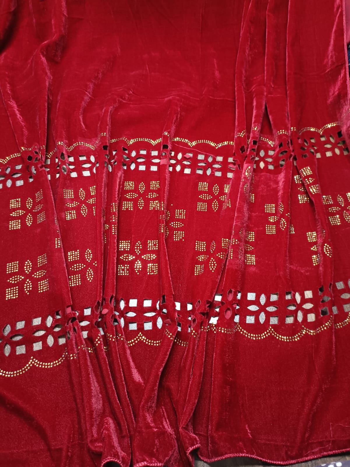 Pure Chaina Velvet Luxury Shawl wd stone nd cutwork