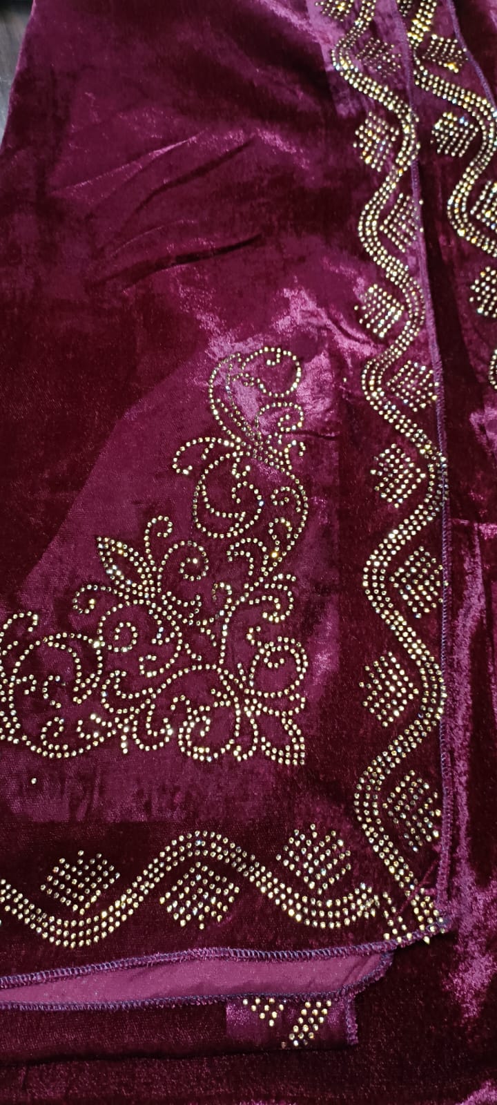 Chaina Velvet Luxury Shawl wd Stones