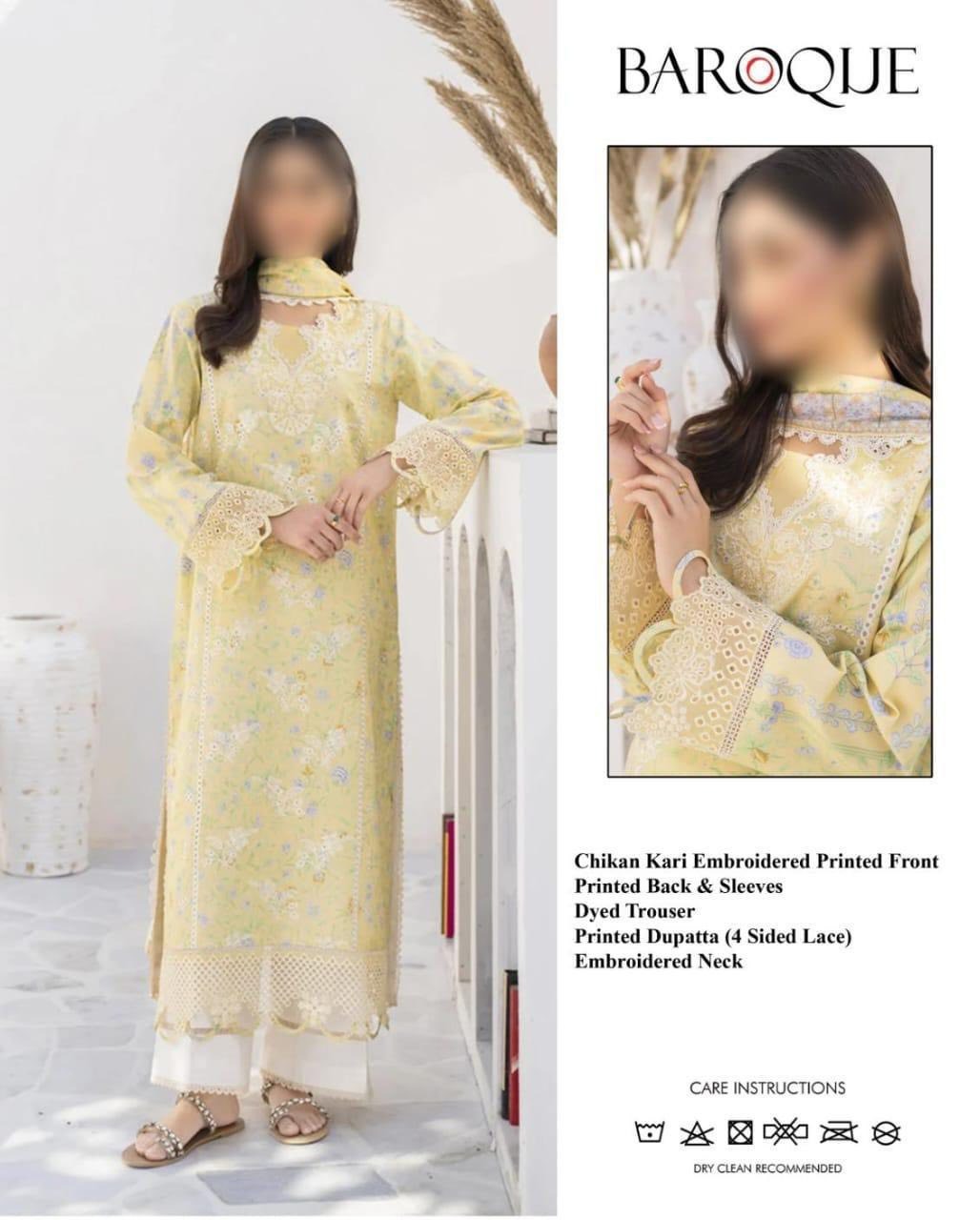 Baroque Yellow Digital Printed Lawn Collection