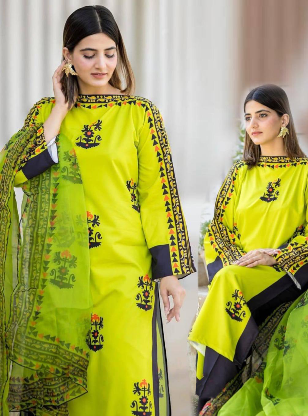 Grip georget silk 3pc kaftan bagy style.... stiched