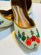 Jute denim fabric wd handmade work khussa