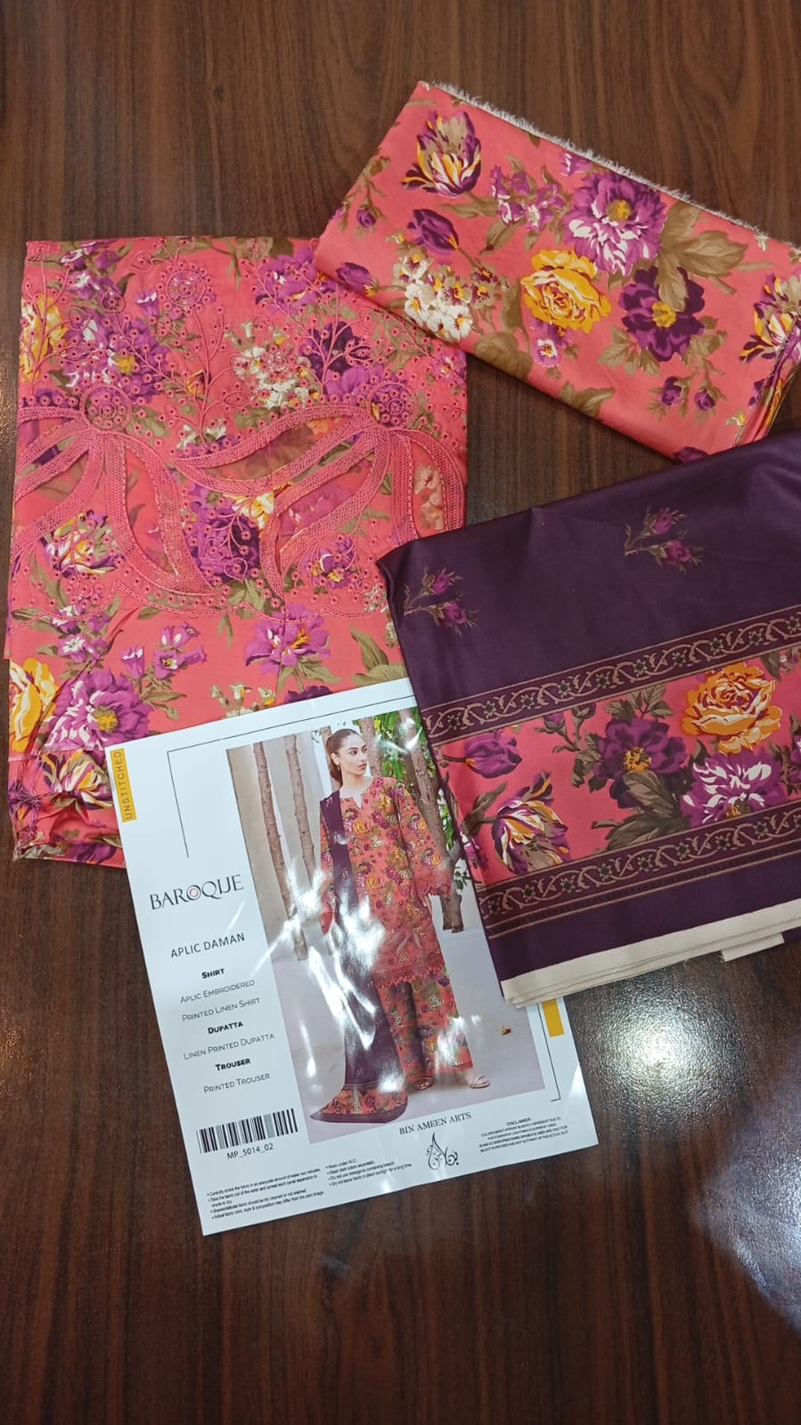 Chickenkari linen 3pc.. Unstiched