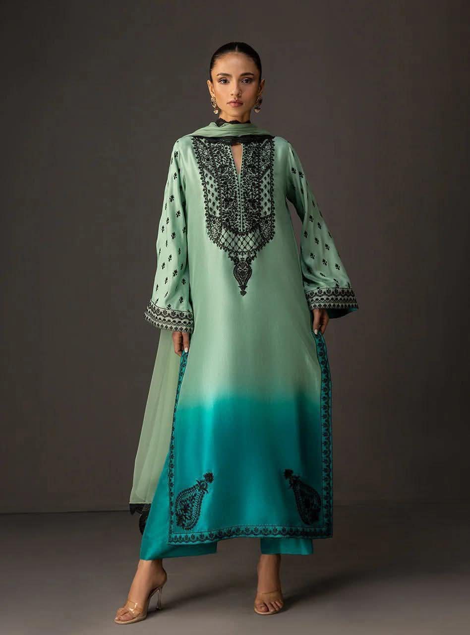 Shamos silk printed 3pc unstiched