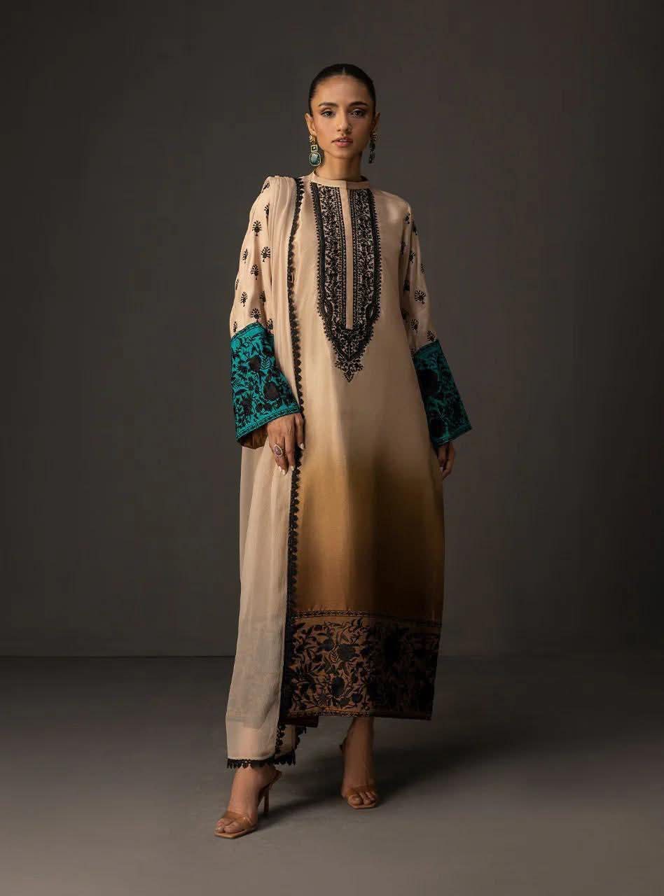 Shamos Silk printed 3pc unstiched
