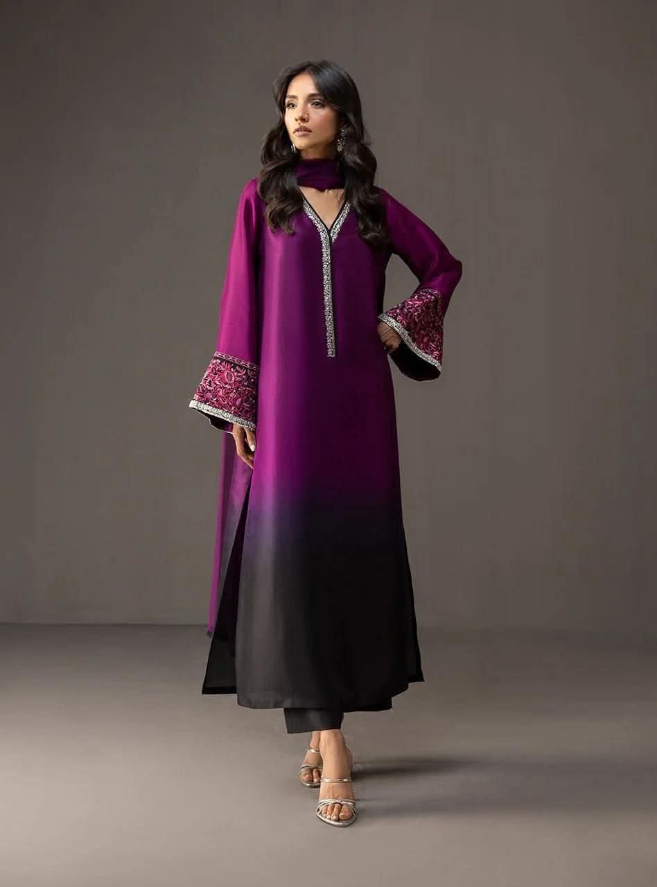 Shamos silk printed 3pc unstiched