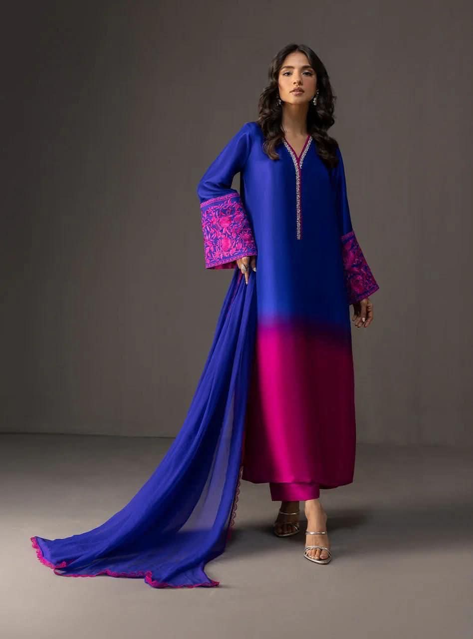 Shamos silk printed 3pc unstiched