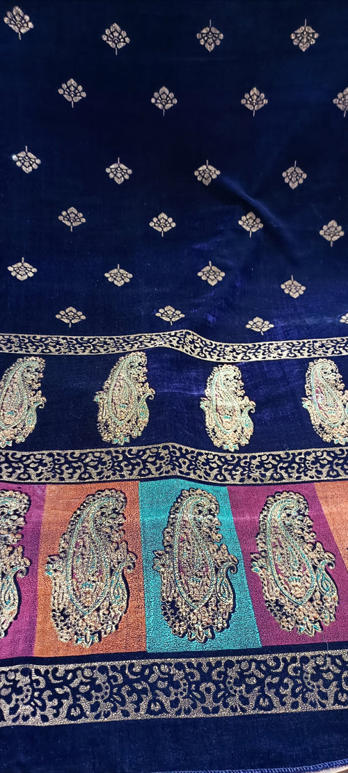Velvet multi block print large size shwl available in 3 colours