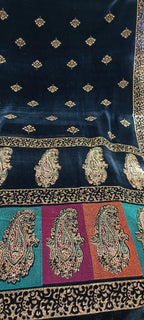 Velvet multi block print large size shwl available in 3 colours