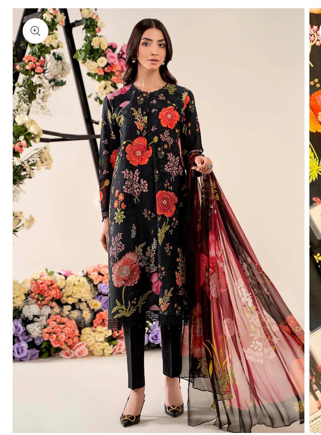 Mariab lawn 3pc ,patches nd chiffon dupta