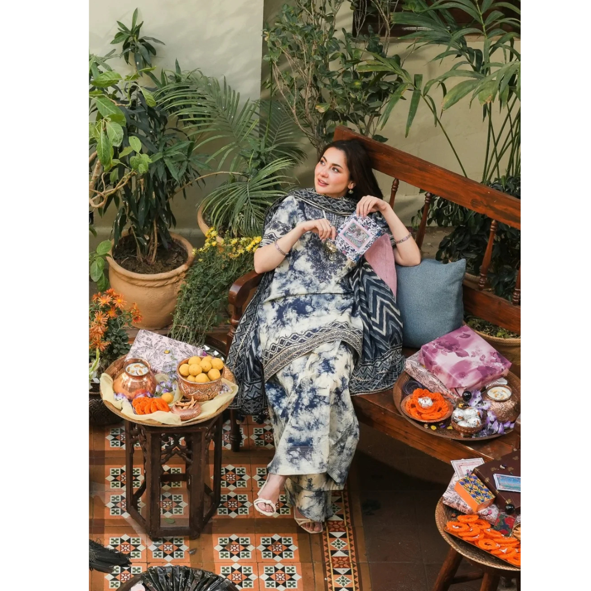 Sapphire Embroidered White & Blue Luxury Lawn Dress