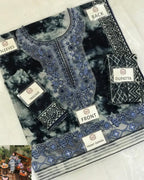 Sapphire Embroidered White & Blue Luxury Lawn Dress