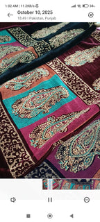 Velvet multi block print large size shwl available in 3 colours
