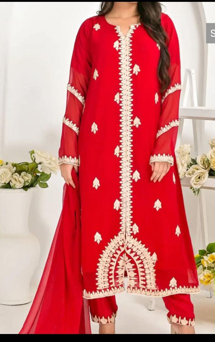 Chiffon embroidered 3pc stiched by pret diaries