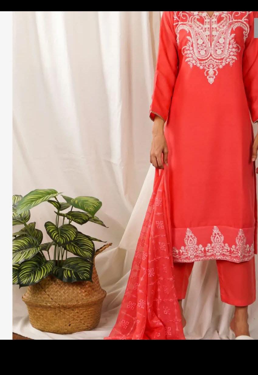 Chiffon embroidered 3pc stiched by pret diaries