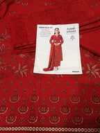 Peach dhanak 3pc, embroidered front back nd sleeves wd plan trouser nd velvet dhanak shawl....