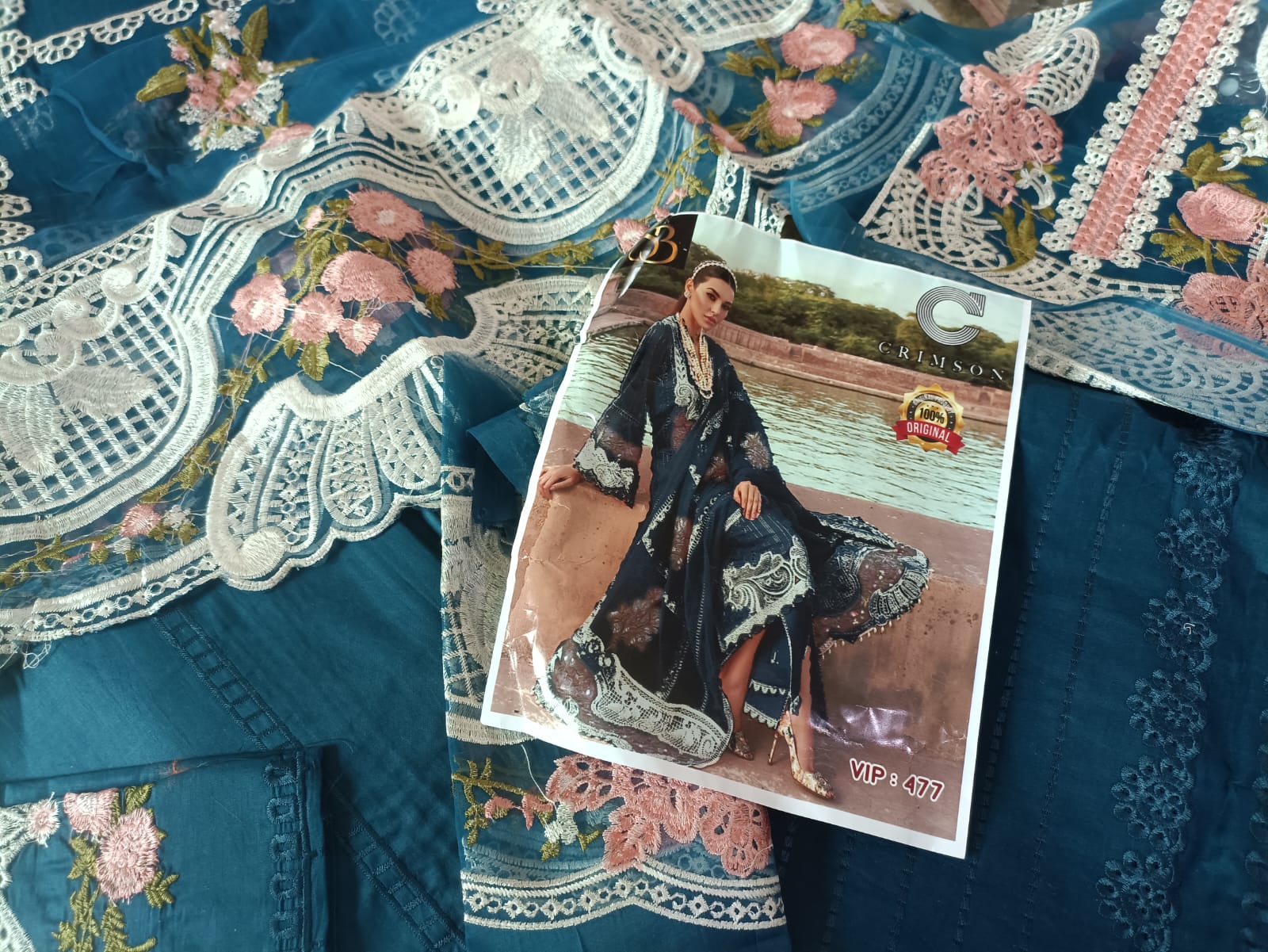 Lawn Embroidered 3pc With Embroidered Chiffon Dupatta by Crimson brand