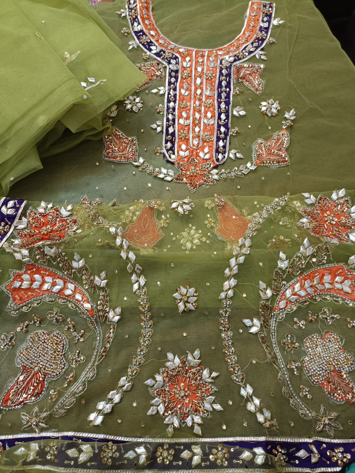 2pc Handmade Gota net stuff avalable in 4 colours