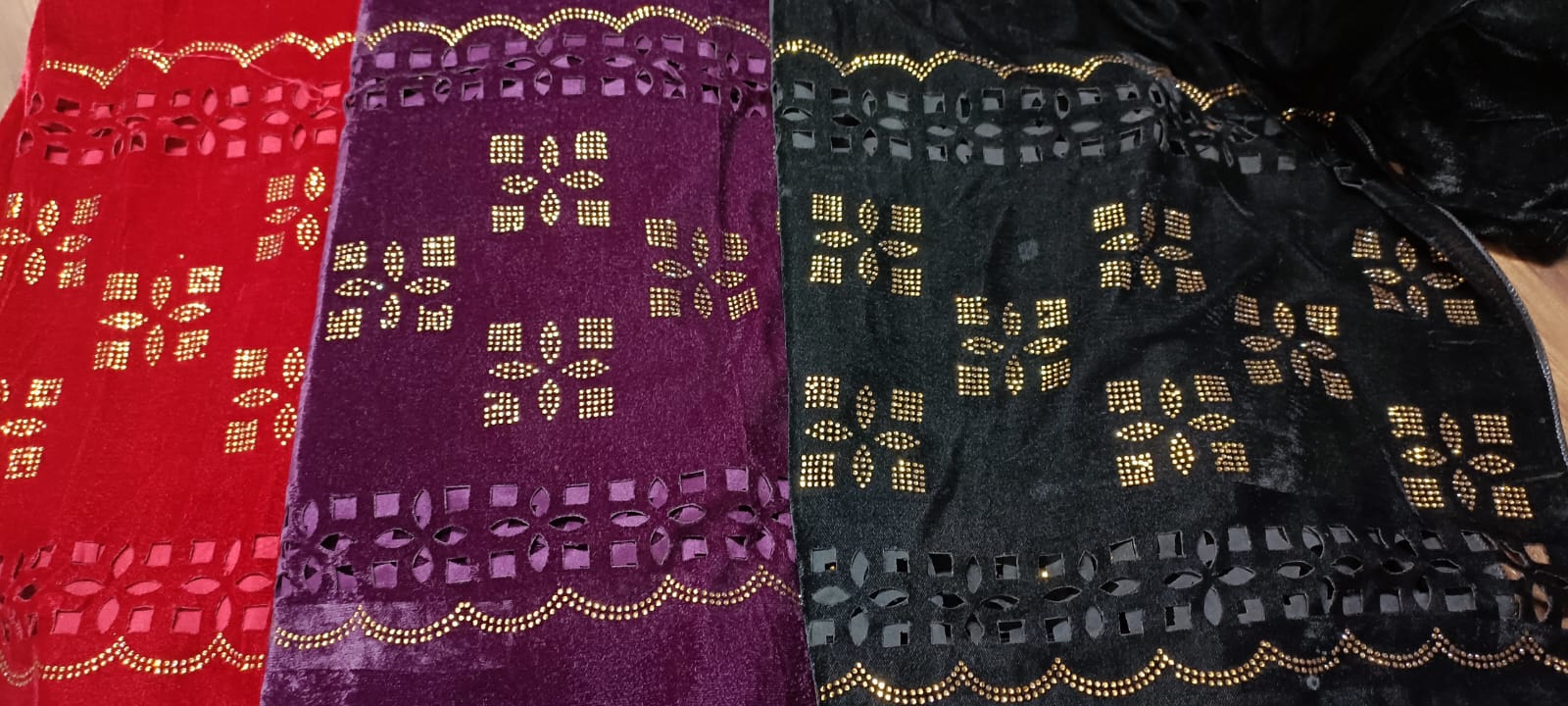 Pure Chaina Velvet Luxury Shawl wd stone nd cutwork