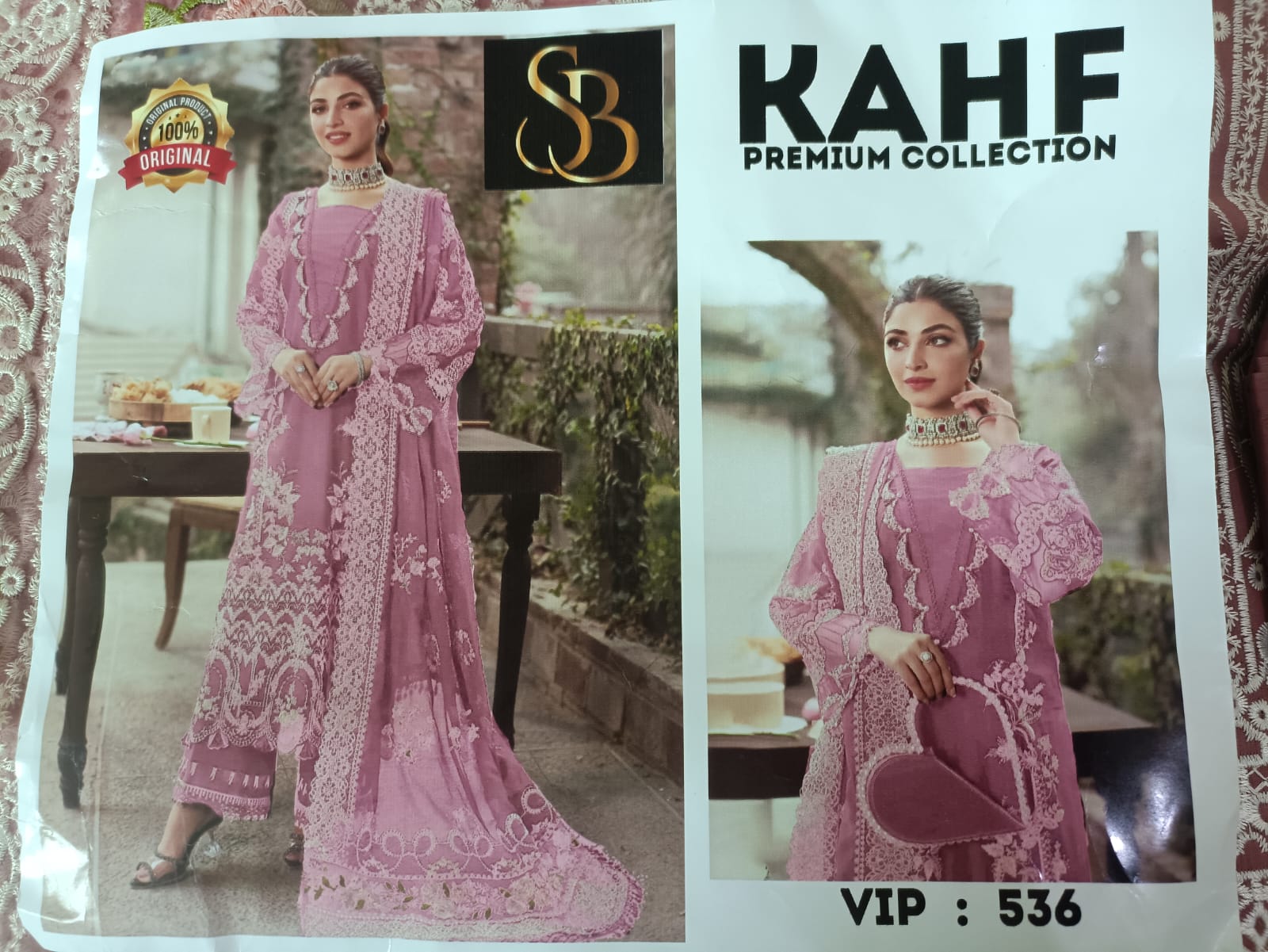 Lawn Embroidered 3pc With Heavy Embroidered organza dupatta by Kahf brand