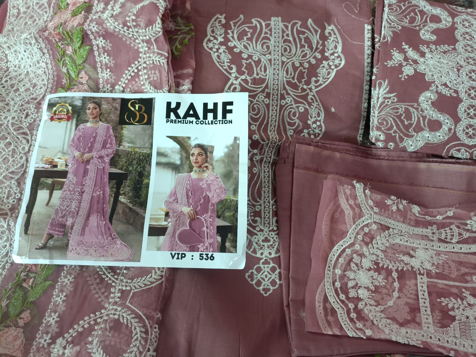 Lawn Embroidered 3pc With Heavy Embroidered organza dupatta by Kahf brand