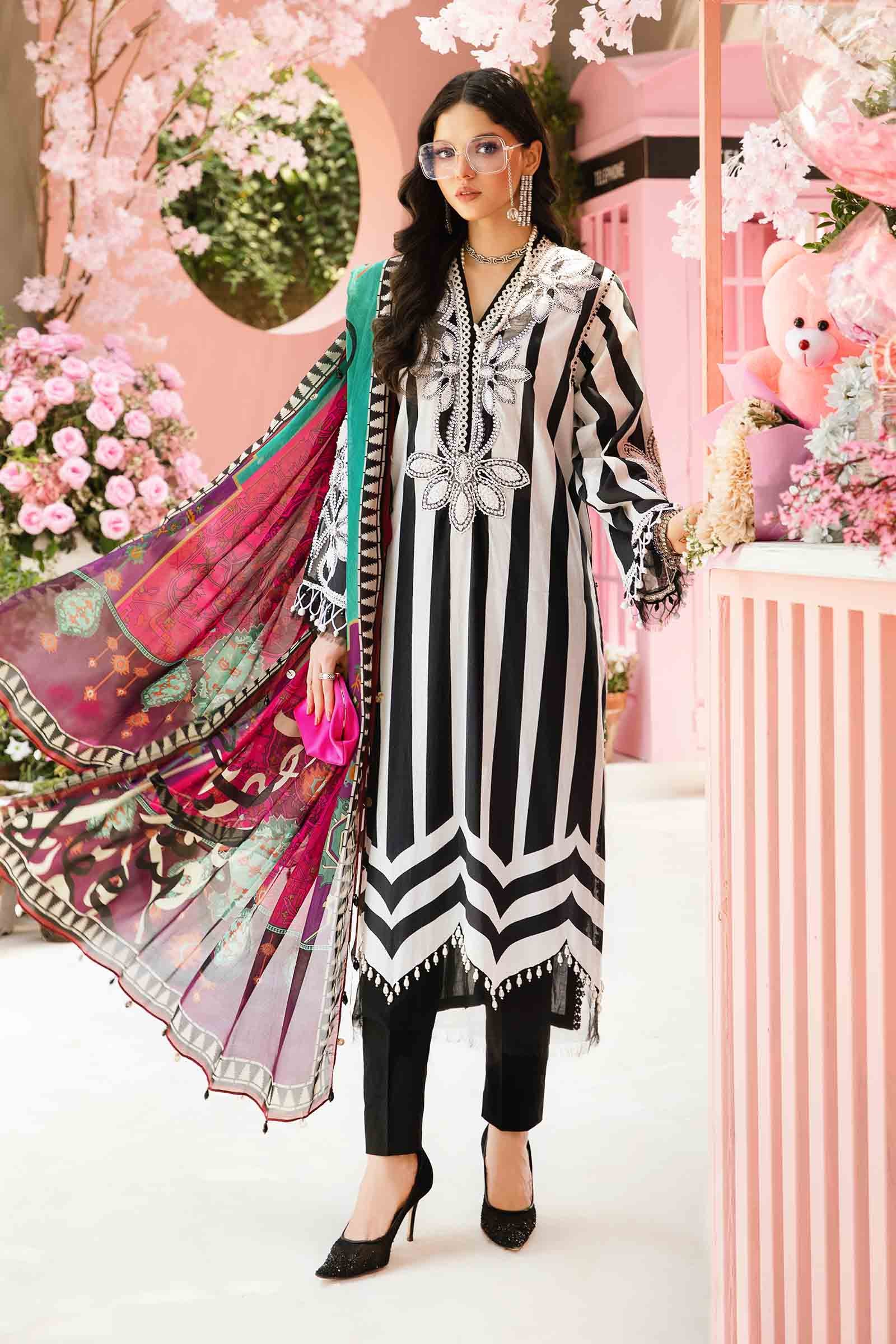 Mariab Lawn Unstitched Embroidered 3Pc wd Patches (same as orignal)