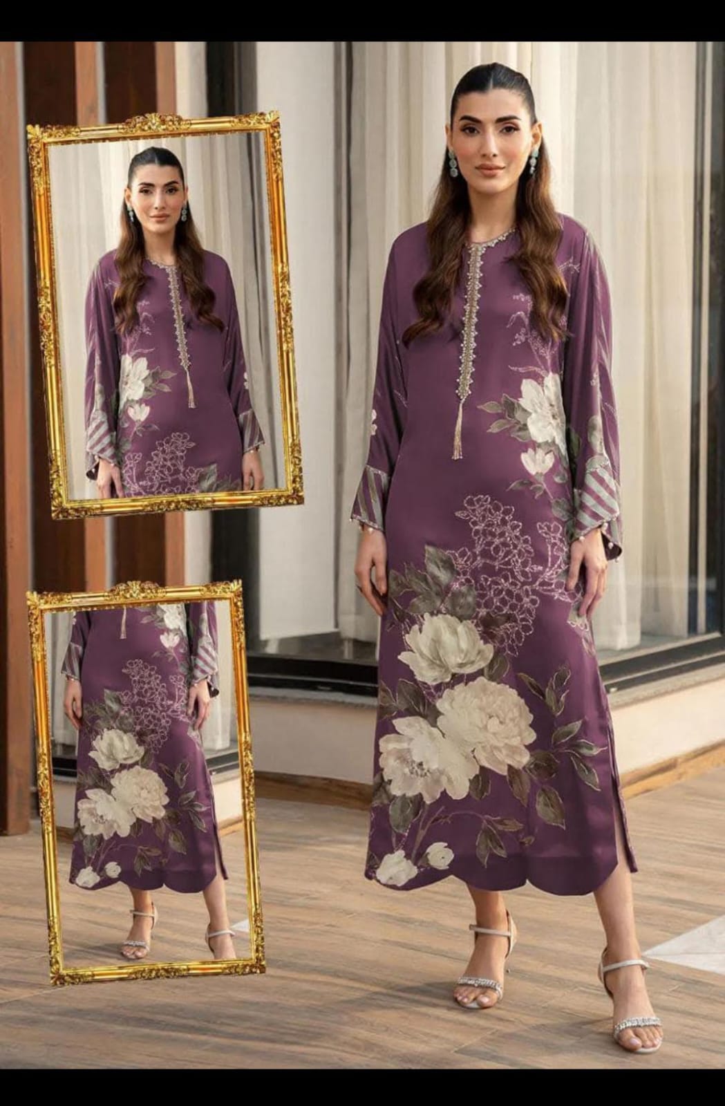Embroidered Silk 3 Piece Unstitched Suit  - Party Wear l  Maria B