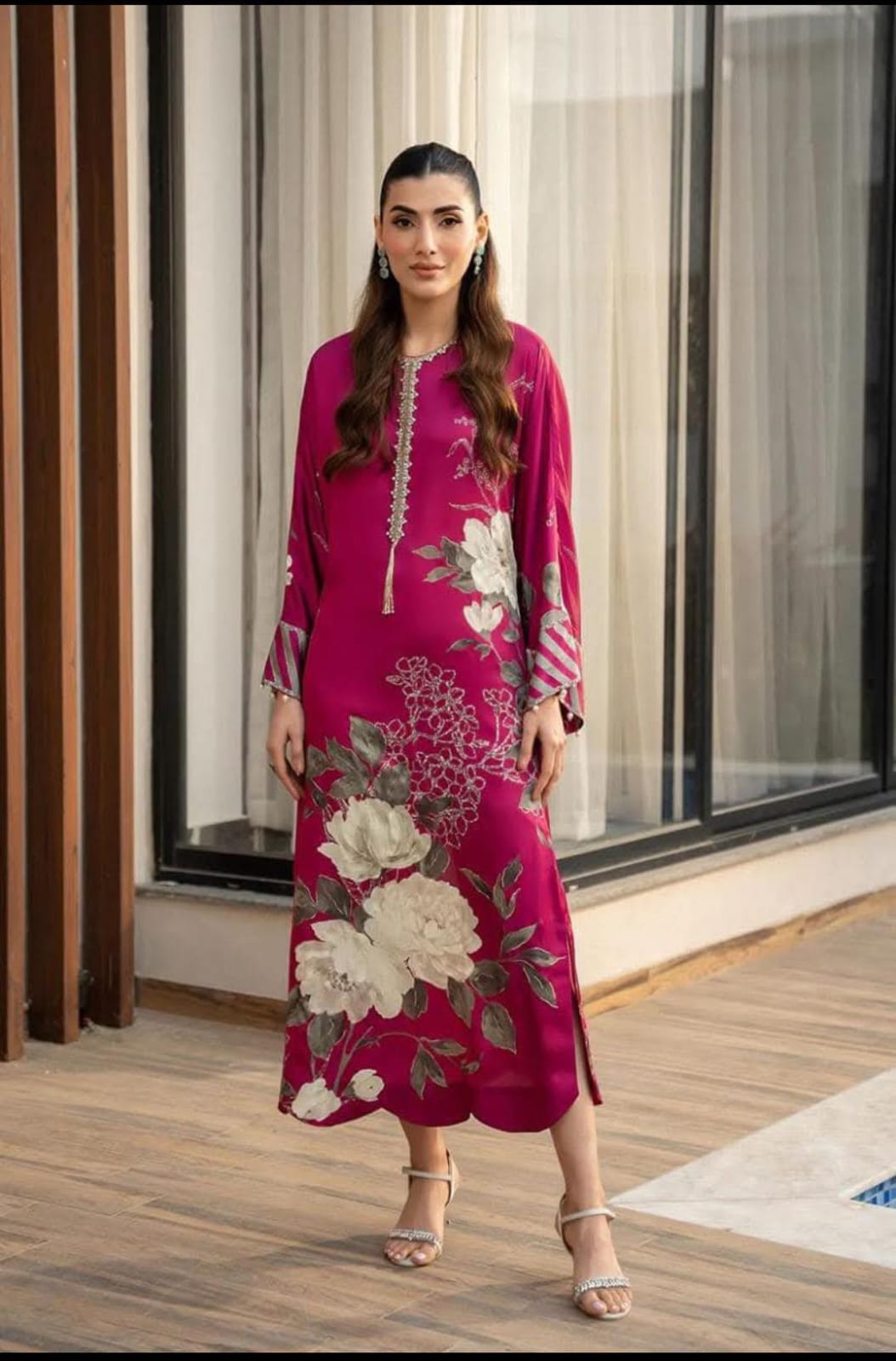Embroidered Silk 3 Piece Unstitched Suit  - Party Wear l  Maria B
