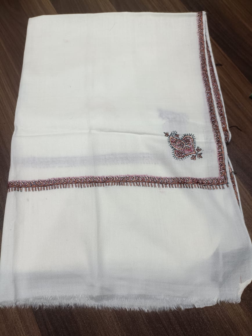 Pashmina Mini Shawl white  (Length 2 mtr , width 28_30 inches)